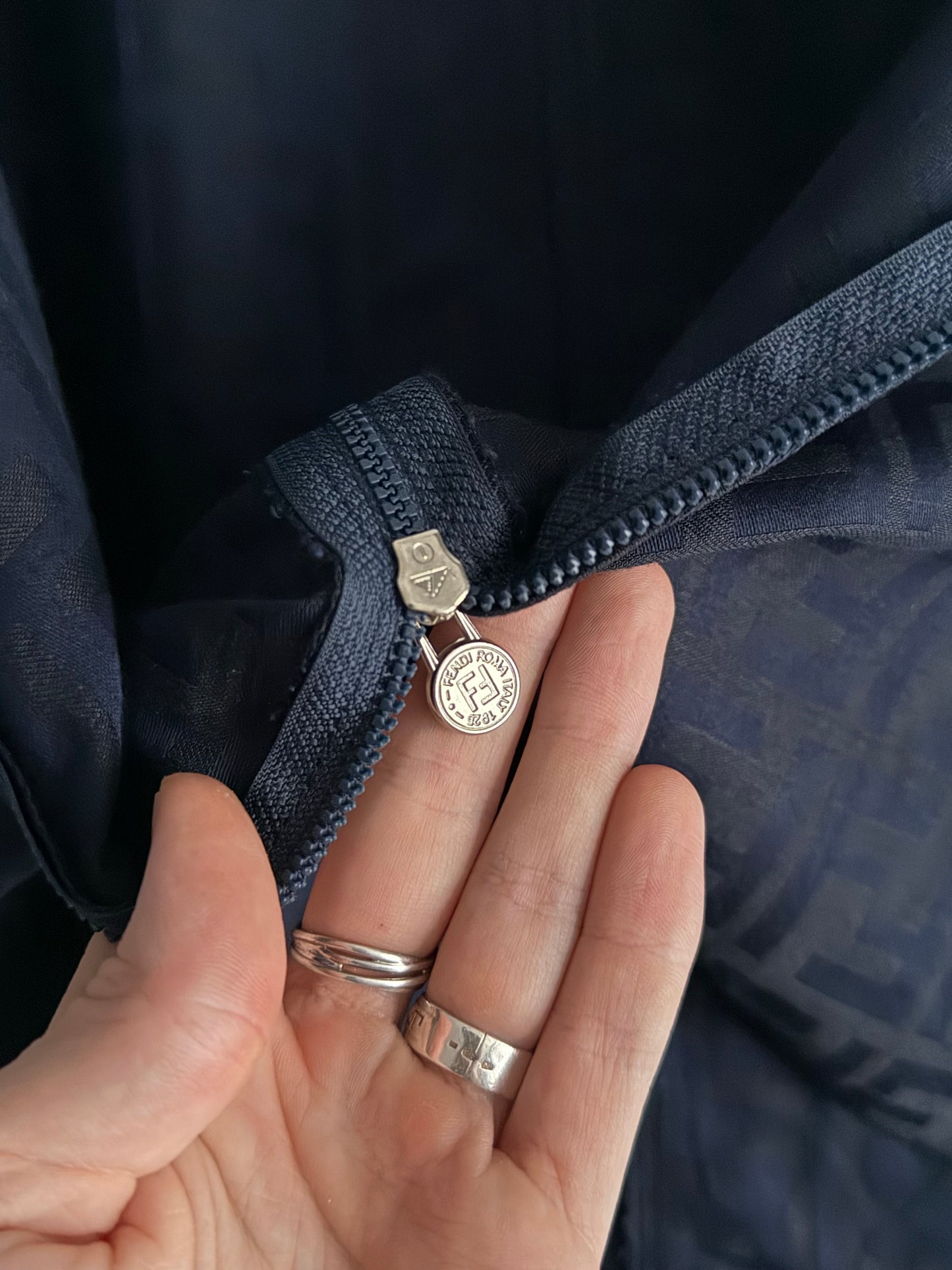 Fendi FF Monogrammed Logo Navy Skirt