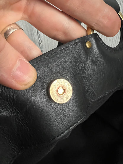 Gucci by Tom Ford Black Canvas Tote with Leather Trim