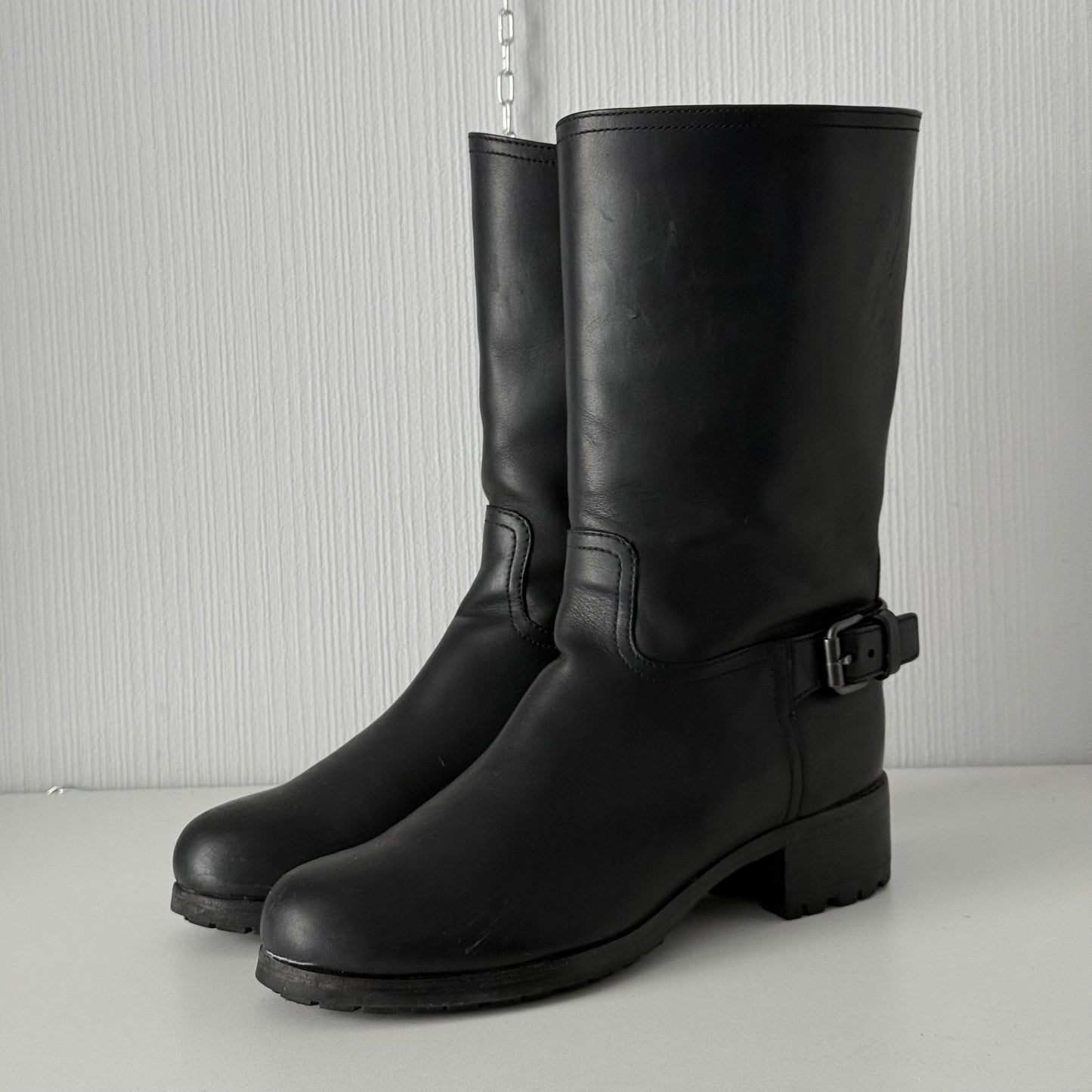Prada Leather Moto Boots