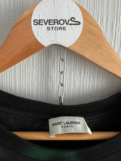 Saint Laurent Men's Archive Logo Tie Dye T-Shirt in Black/Green