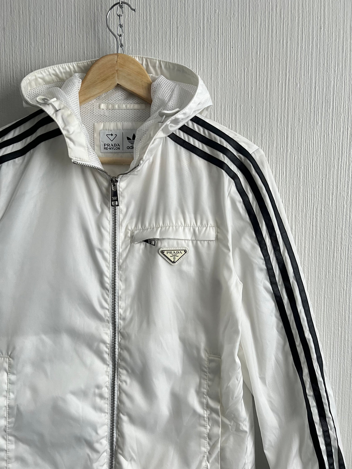 Adidas X Prada RE-Nylon Hooded Track Jacket White — product photo