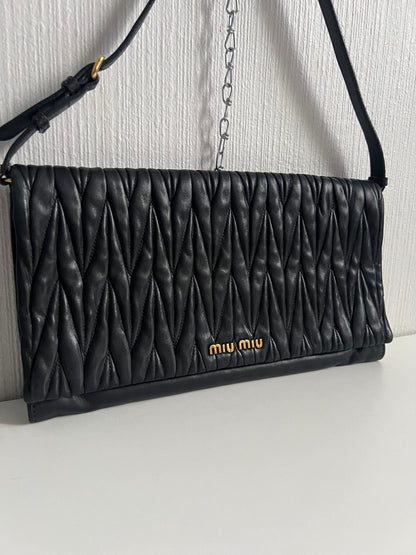 Miu Miu Matelasse Leather Flap Shoulder Bag Clutch