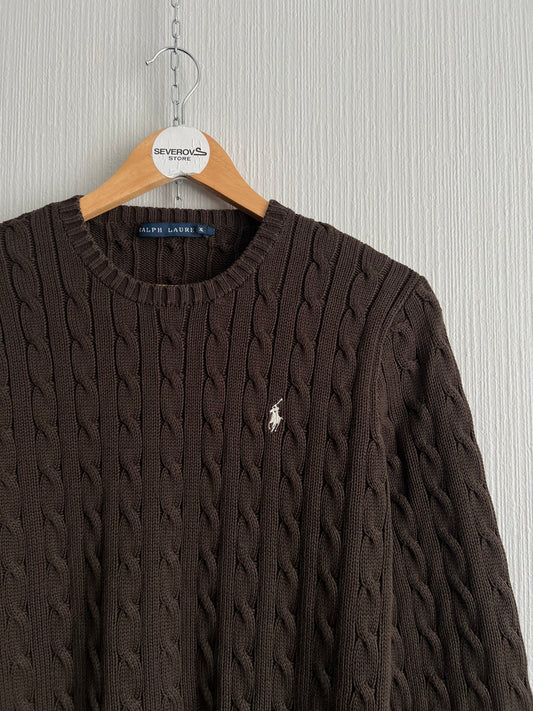 Polo Ralph Lauren Cable Knit Brown Cotton Jumper