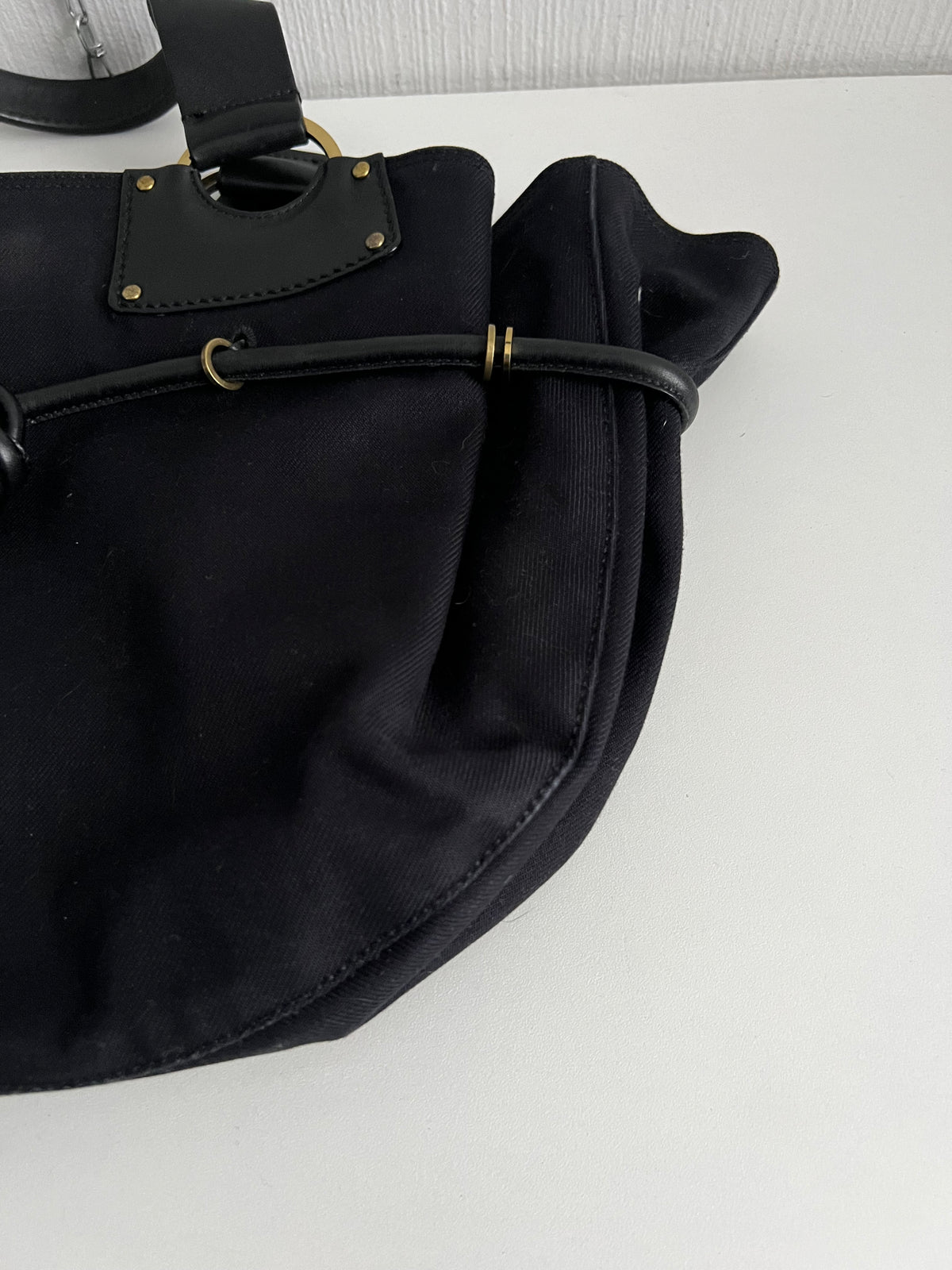 Gucci by Tom Ford Black Canvas Tote with Leather Trim