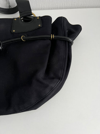 Gucci by Tom Ford Black Canvas Tote with Leather Trim