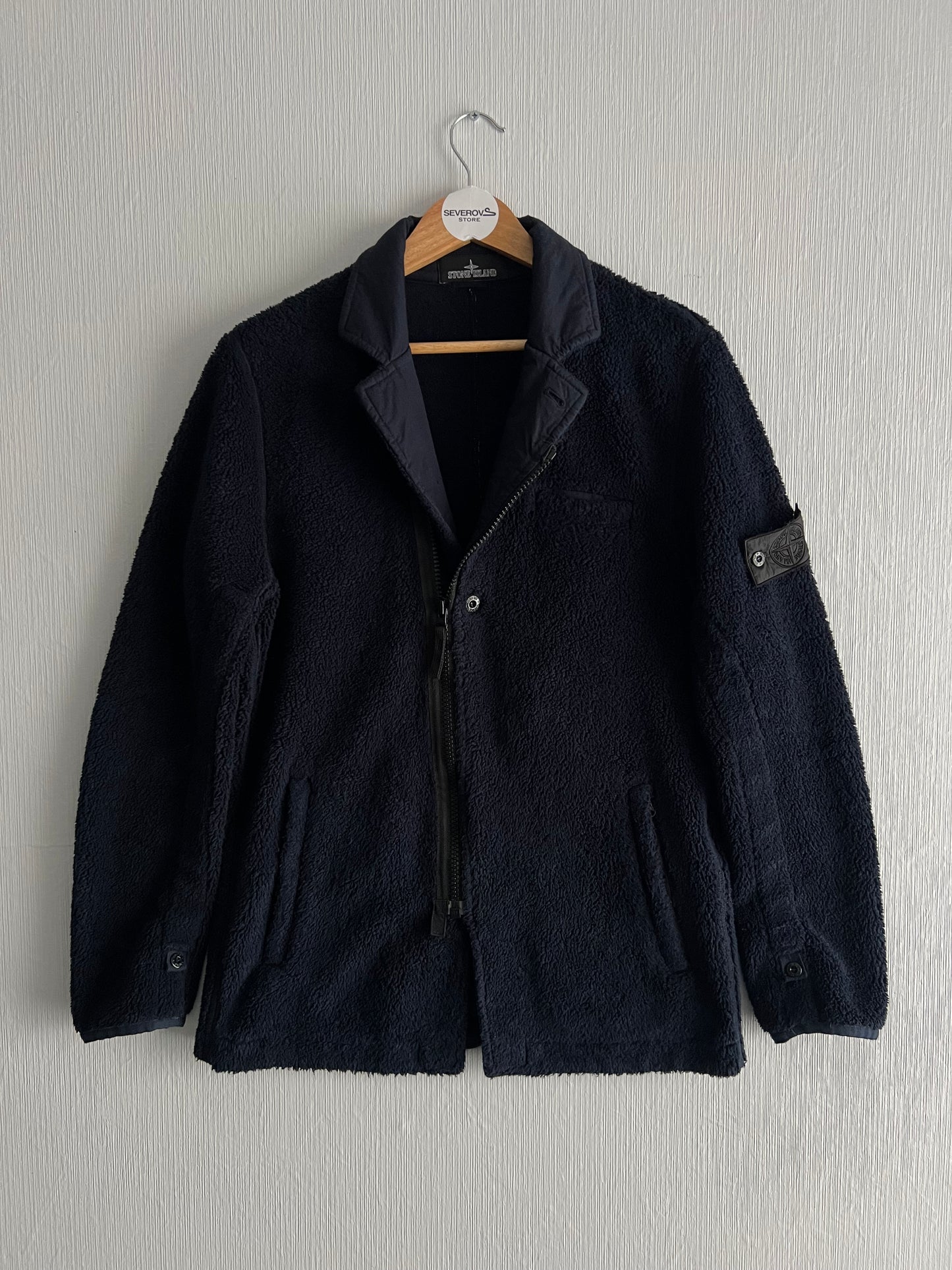 Stone Island Shadow Project AW17 Navy Teddy Fleece Zipped Blazer