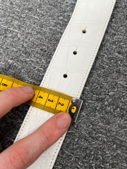 Versace Medusa Studded White Leather Belt