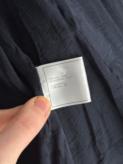 Chanel Wool Nylon Lion COCO Mark Button Jacket Coat Blouson Blazer Navy Blue