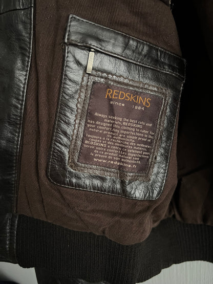 Redskins Buffalo Brown Leather Mens Bomber Jacket