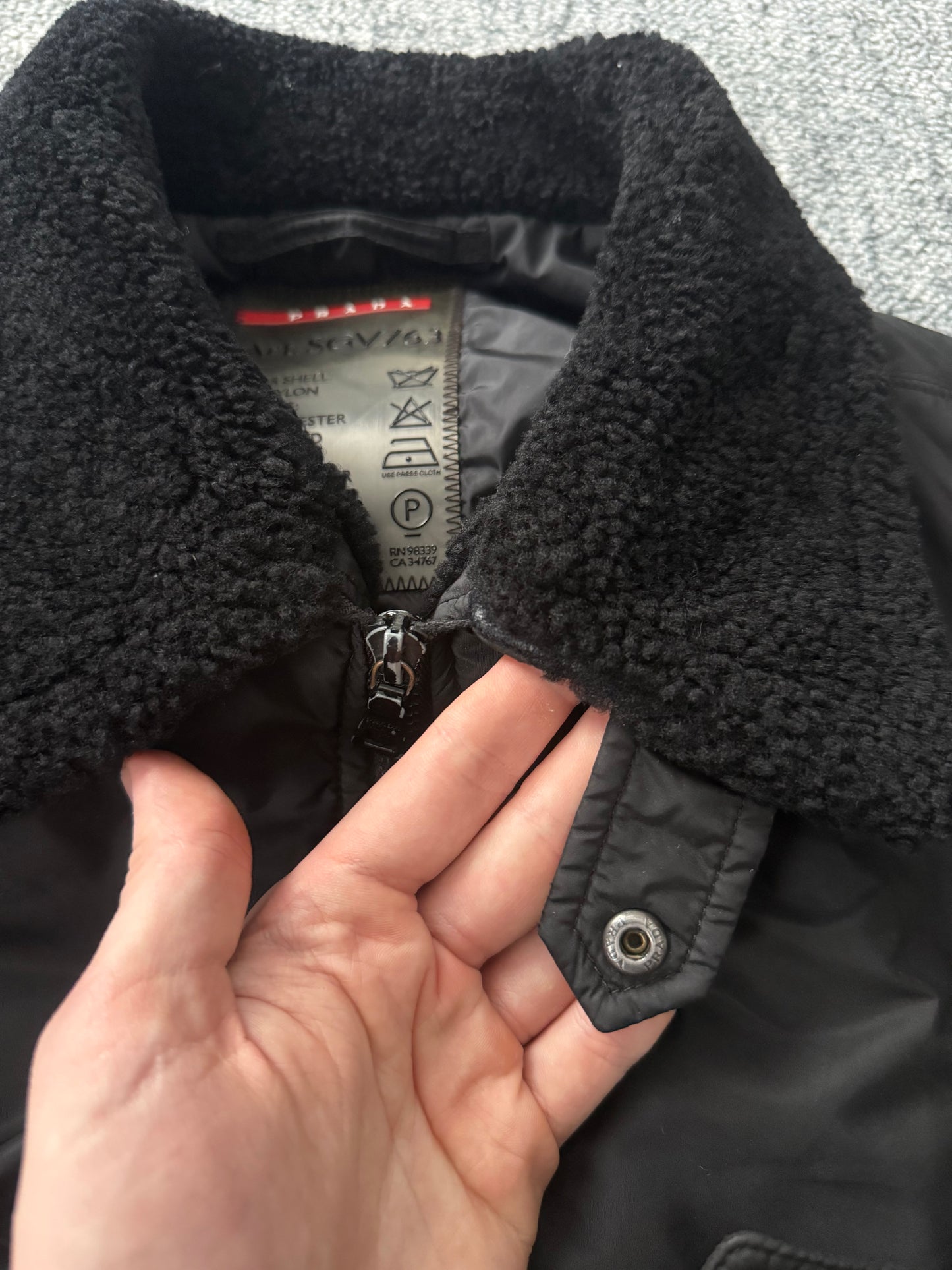 Prada Shearling Collar Bomber Jacket