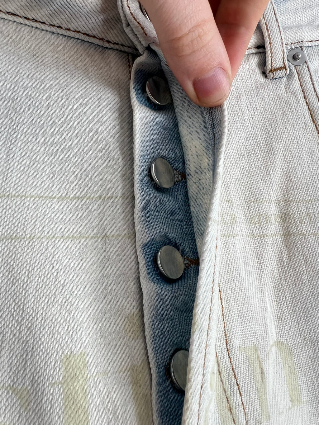 Christian Dior SAMPLE Gazette Print Faded Blue Denim Jeans