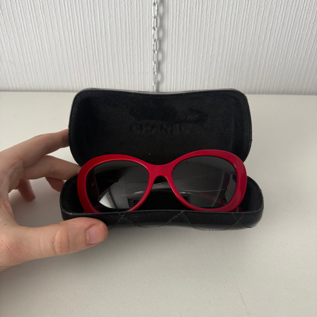Chanel Red Cat Eye CC Sunglasses