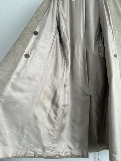 Max Mara Fox Fur Collar Wool Angora Blend Womens Long Coat