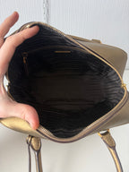 Prada Gold Saffiano Leather Top Handle Bowling Bag