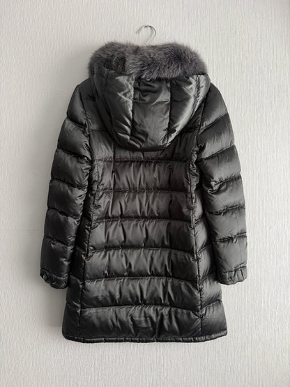 Prada Puffer Down Long Jacket Real Fox Gray Fur Collar