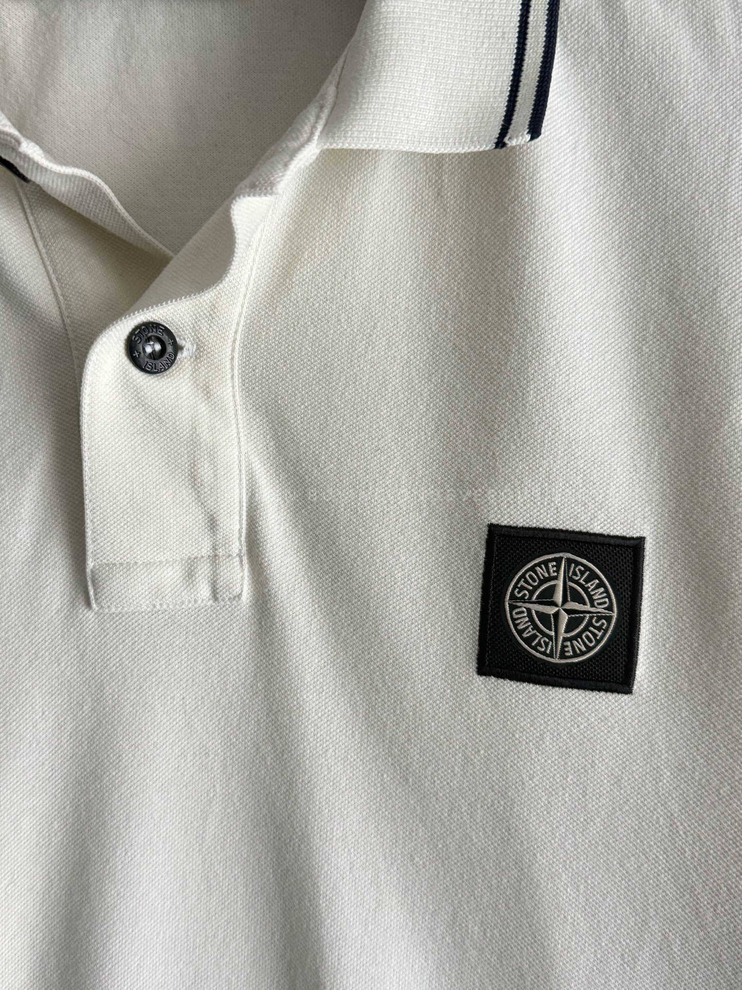 Stone Island Logo Cream Polo Shirt