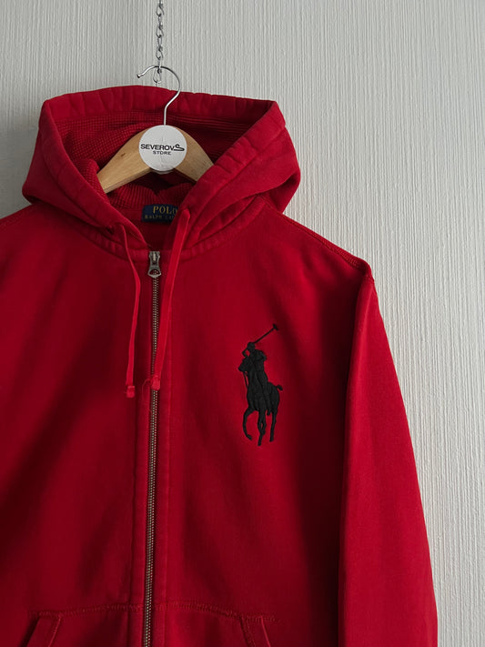 Polo Ralph Lauren Red Cotton Big Logo Mens Zip Hoodie