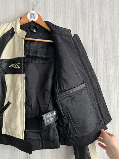 Rare Real Leather Racing Jacket Tribal Patterns