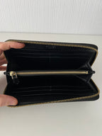 Prada Black Saffiano Leather Zip Around Wallet