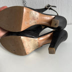 Chloé Vintage Grey Leather Slingback Heel Padlock Pump Womens Shoes