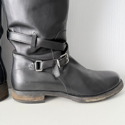 Prada Black Leather Mens Riding Boots