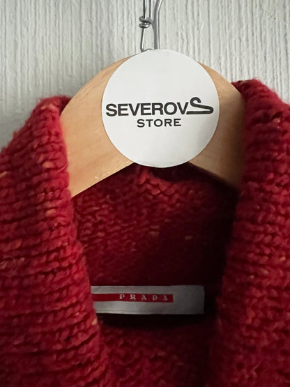 Prada Sport FW99 Nylon Panelled High Neck Heavy Knit Wool Sweater