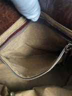 Vintage Fendi Etnico Zucca Canvas Leather Handbag