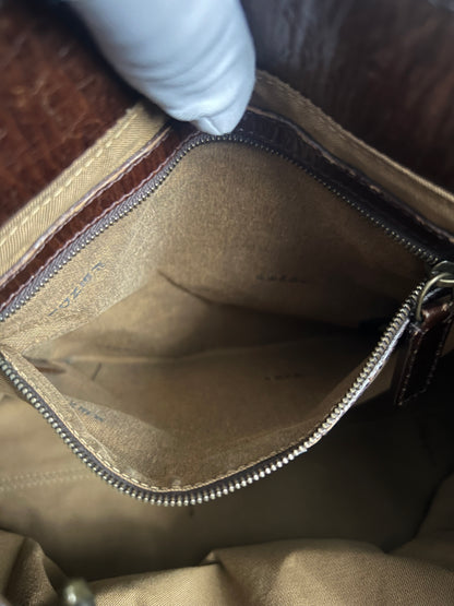 Vintage Fendi Etnico Zucca Canvas Leather Handbag