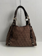 DKNY Vintage Monogram Canvas Handbag with Leather Trim