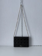 Christian Dior Lady Dior Patent Black Leather Bag