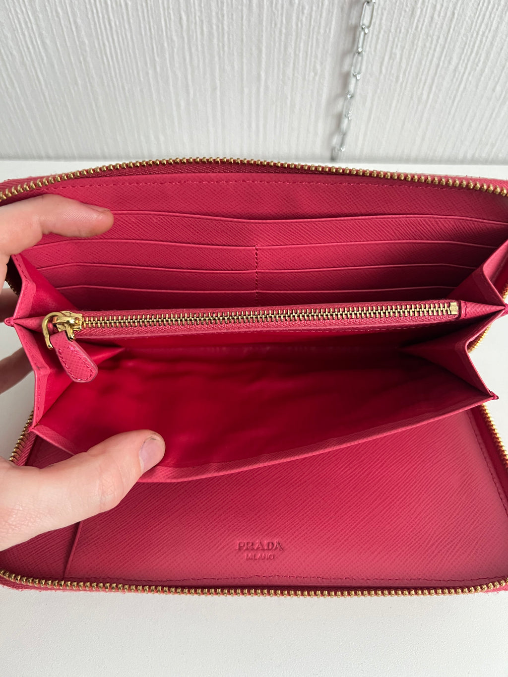 Prada Saffiano Leather Perforated Large Wallet
