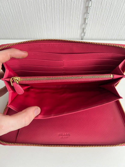 Prada Saffiano Leather Perforated Large Wallet