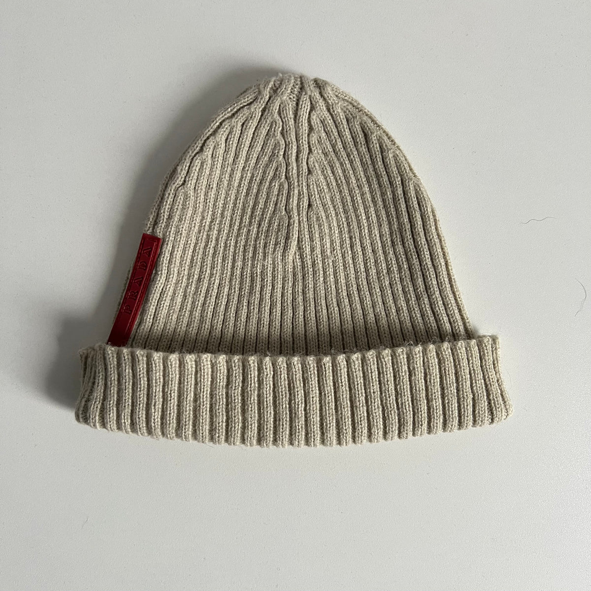 Prada Vintage Prada Luna Rossa Red Tab Cream Wool Mens Hat — product photo
