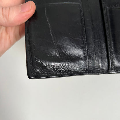 Miu Miu Black Crinkled Leather Wallet