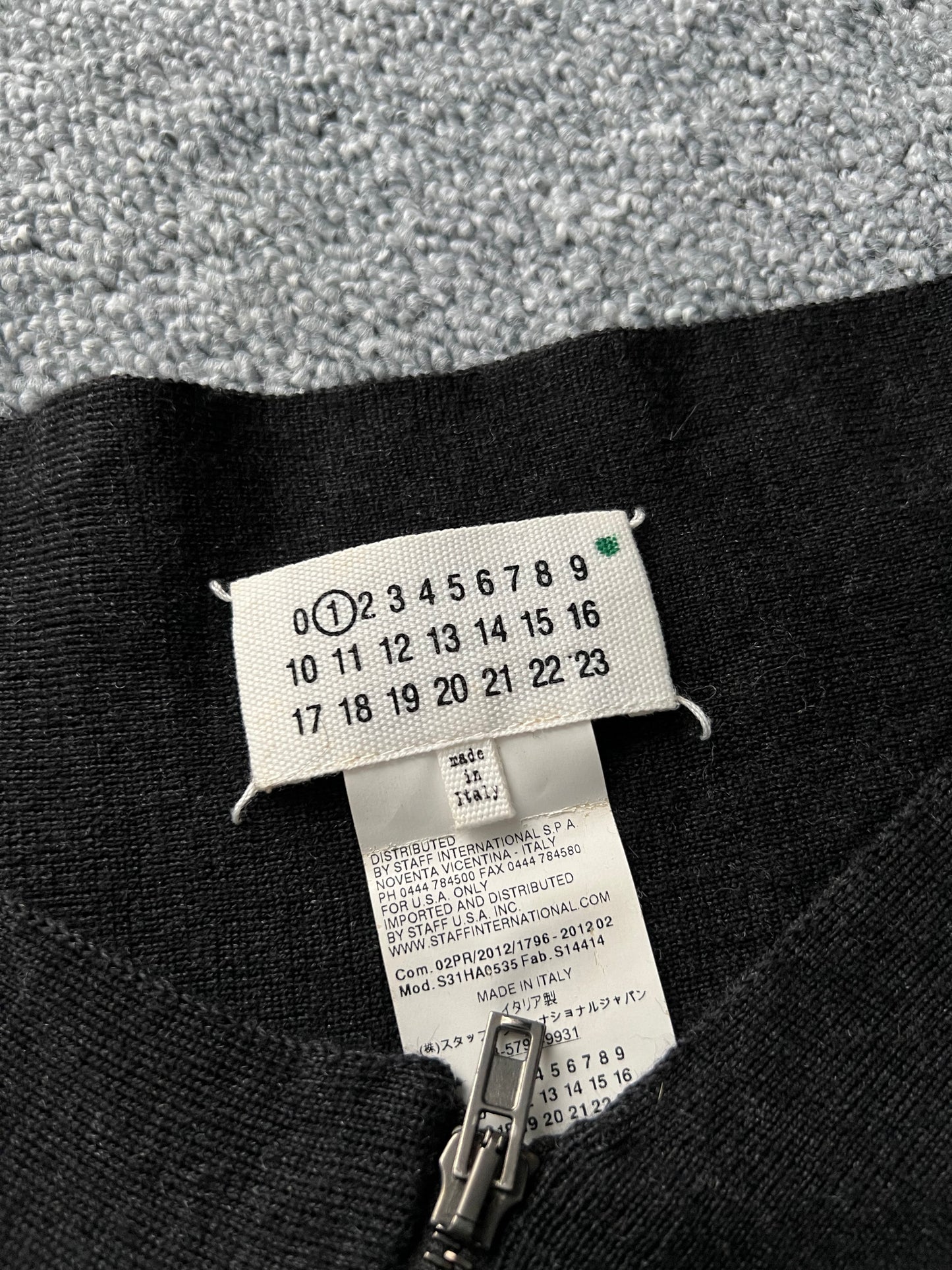 Maison Martin Margiela Line 1 Dark Grey Spiral Zipper Jumper – Fall 2012