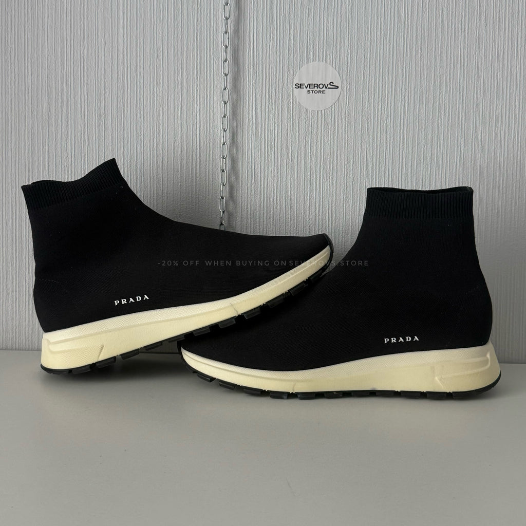 Prada Black Knit Fabric Runner Sneakers