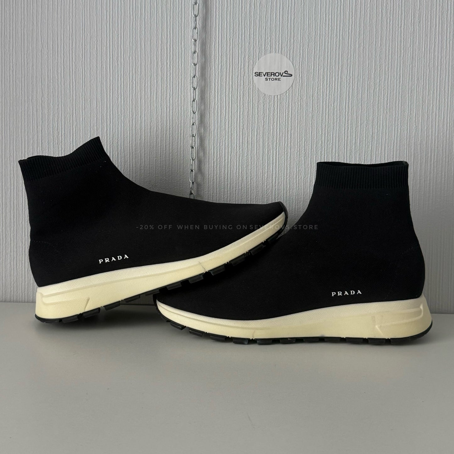 Prada Black Knit Fabric Runner Sneakers