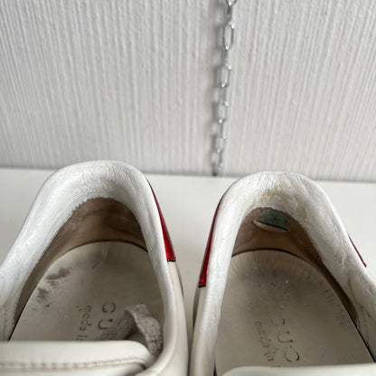Gucci Ace Stripe Leather White Red Black Mens Sneaker