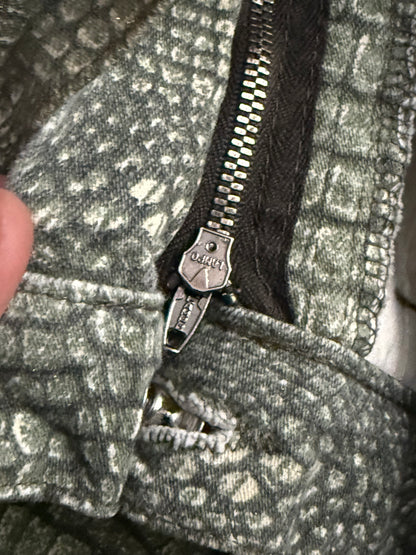 Roberto Cavalli Jeans AW2001 Crocodile Effect Khaki Mens Pants