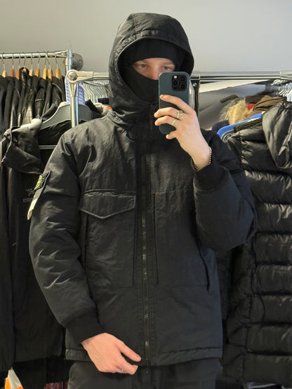 Stone Island AW22 Down Balaclava Jacket Opaque Nylon Twill Black
