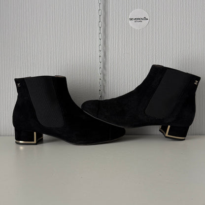 Chanel Black Suede Chelsea Ankle Boots