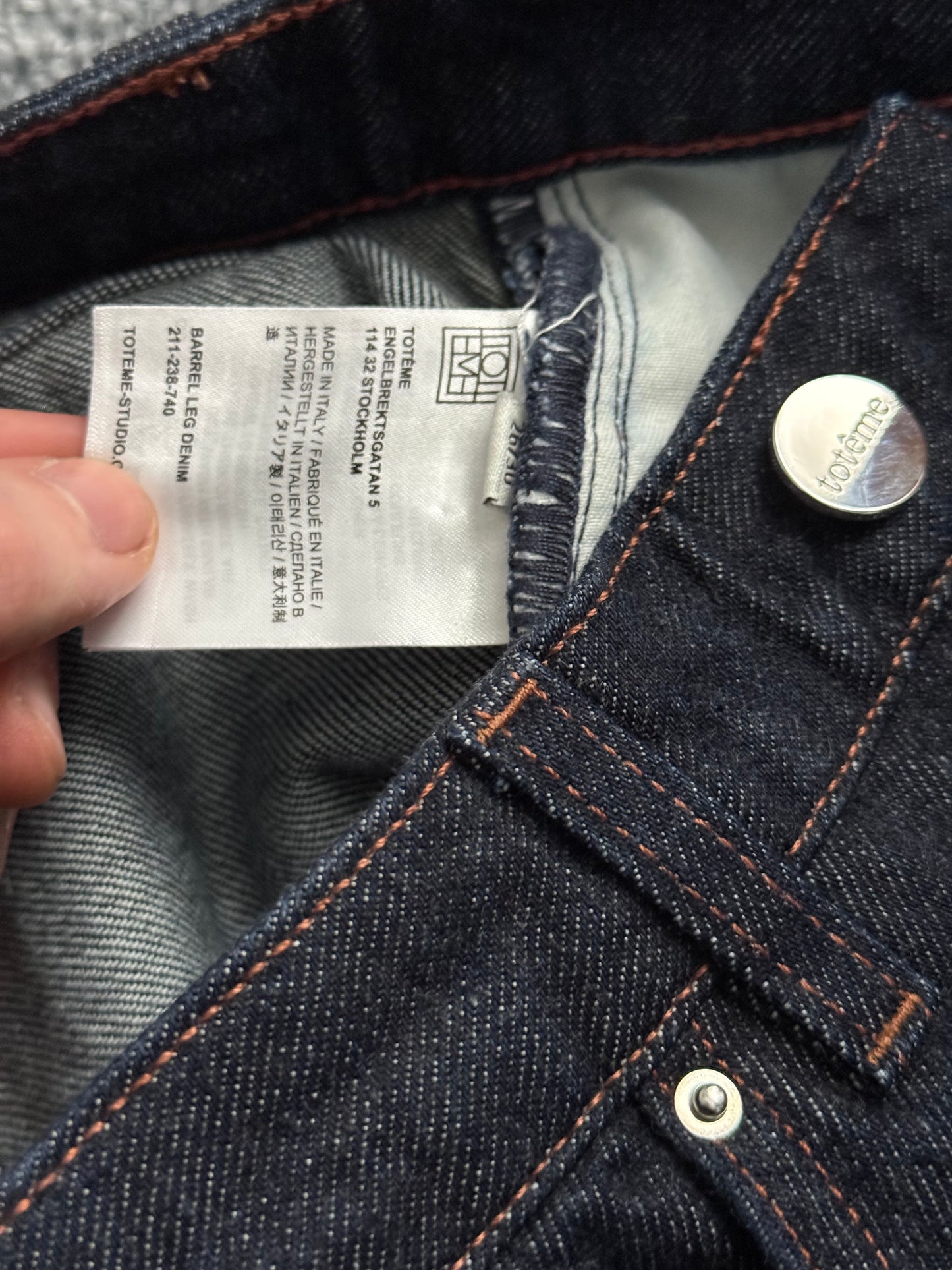 Toteme Barrel-leg Raw Denim Jeans