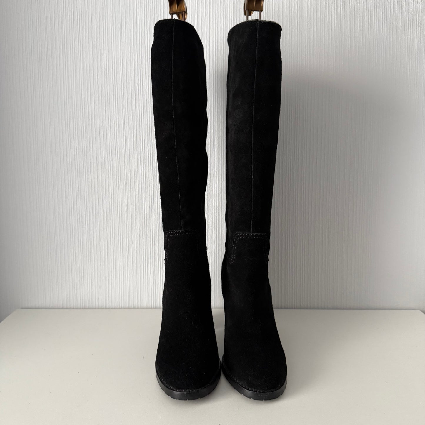 Chanel CC Logo Black Suede Leather High Boots