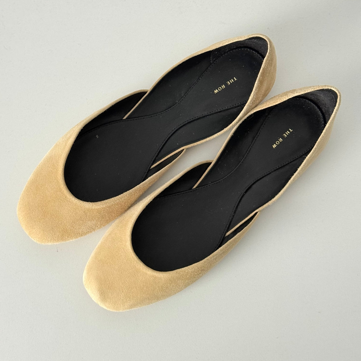 The Row Gemma Ballet Flats Women Shoes in Beige Suede
