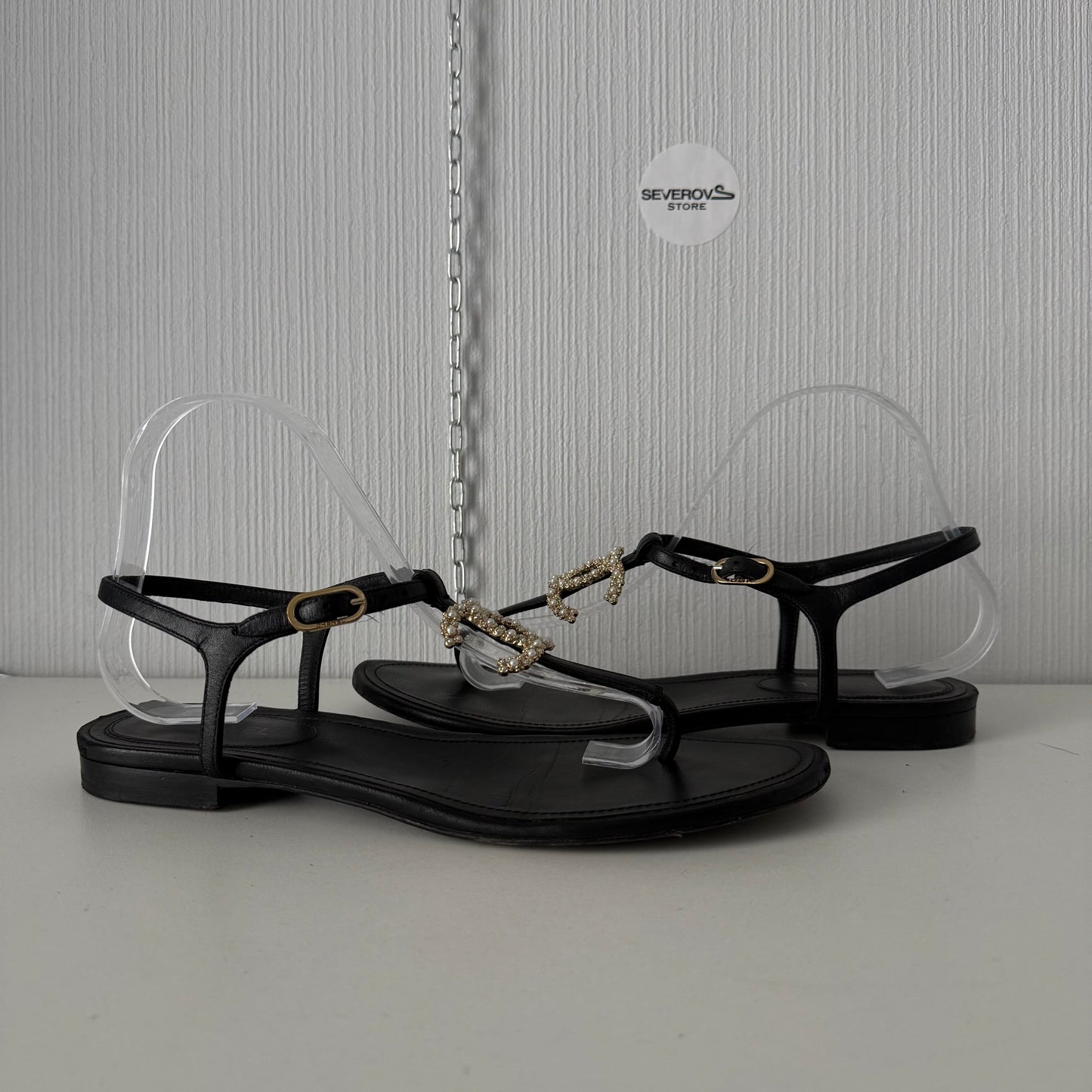 Chanel Jeweled CC Thong Sandals