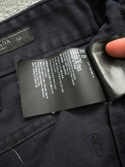 Prada Milano Blue Denim Carpenter Baggy Shorts