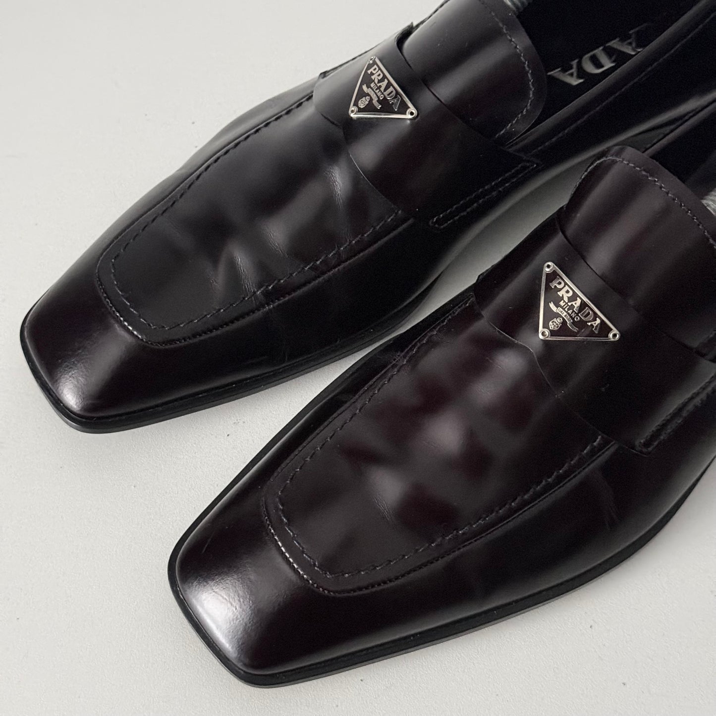 Prada Triangle-logo Leather Loafers