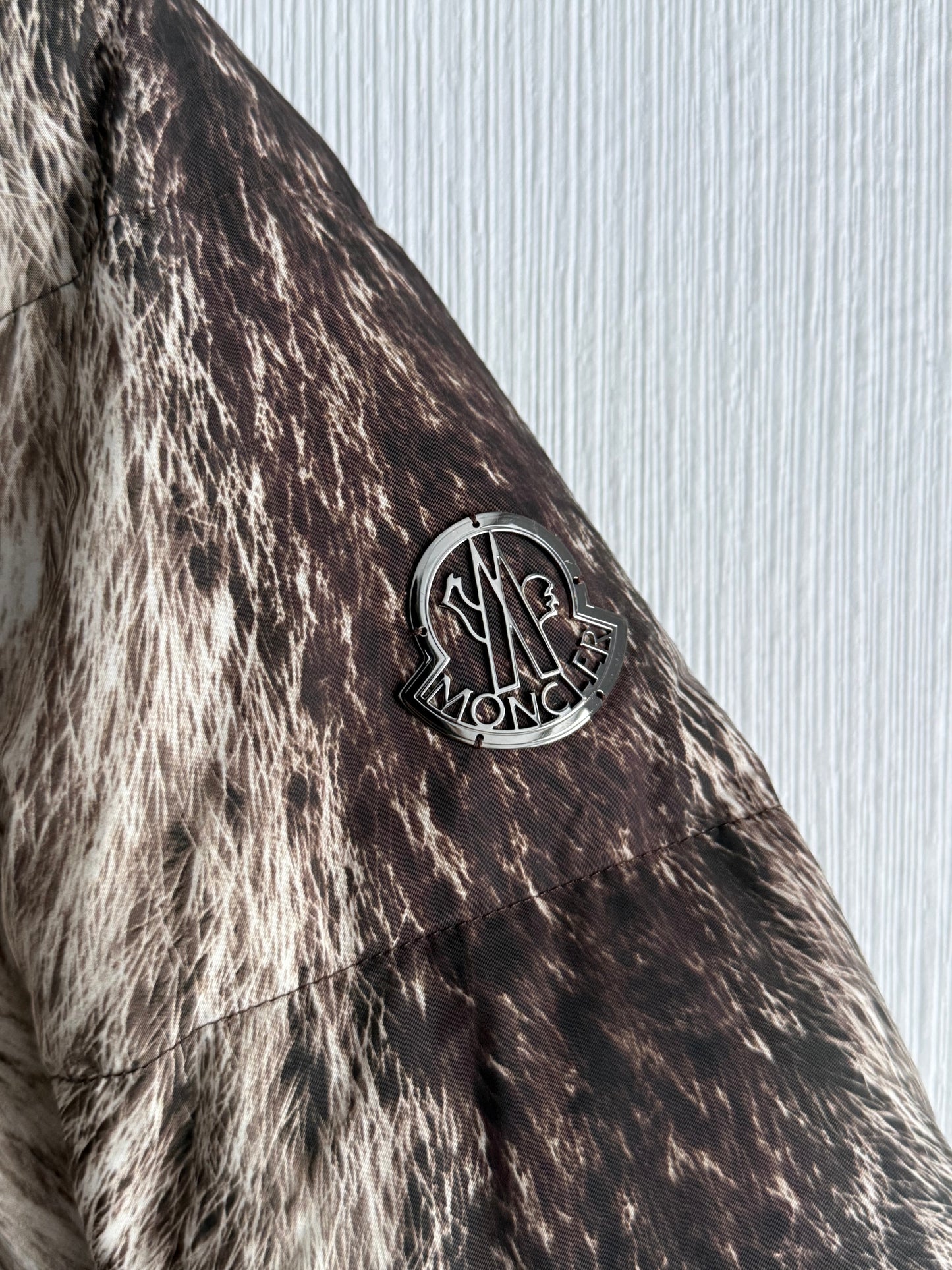 Moncler Gamme Rouge Laiyu Grey Raccoon Fur Printed Down Coat Puffer Jacket