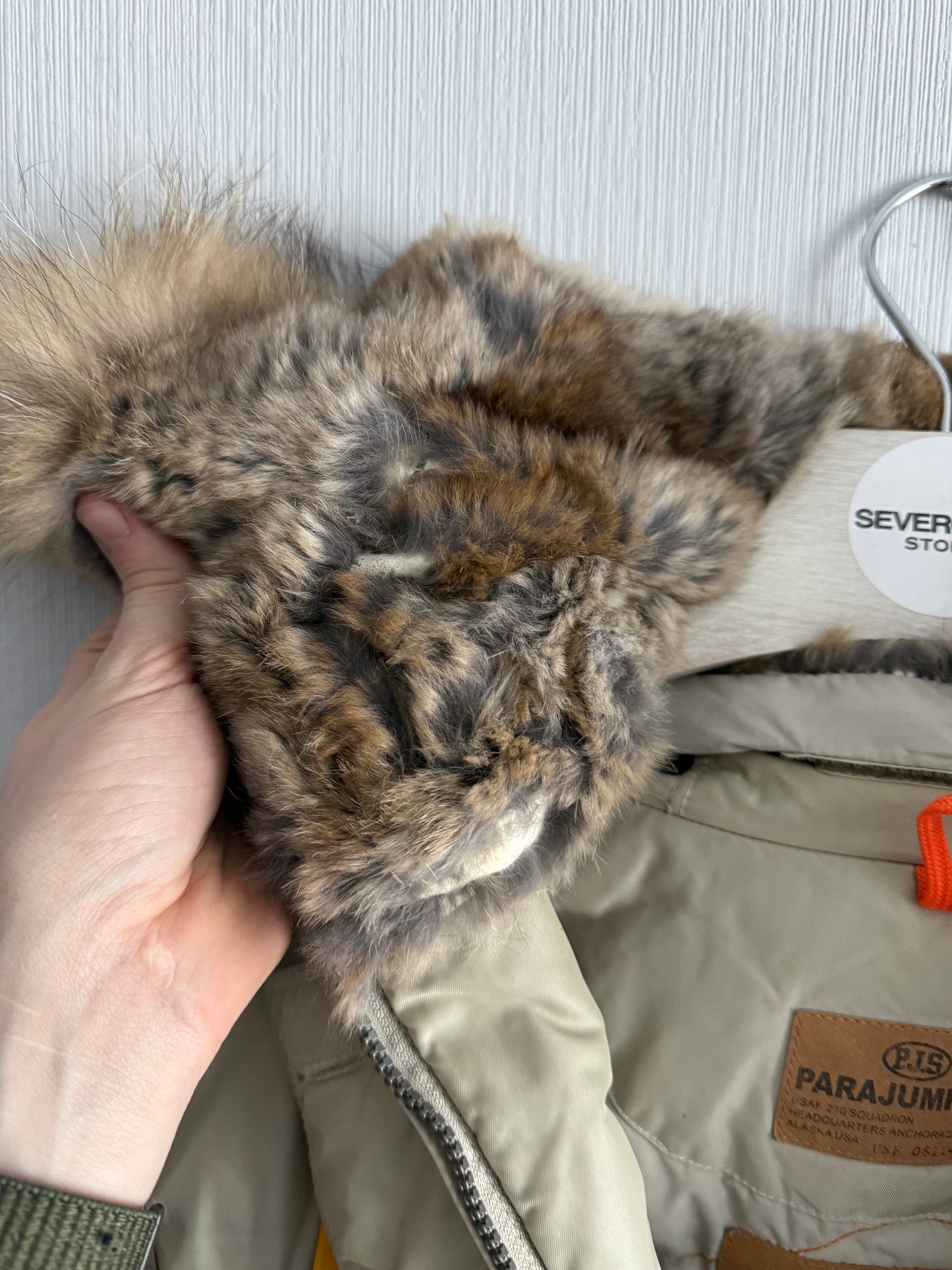 Parajumpers Beige Fur Hooded Kodiak Long Parka Coat