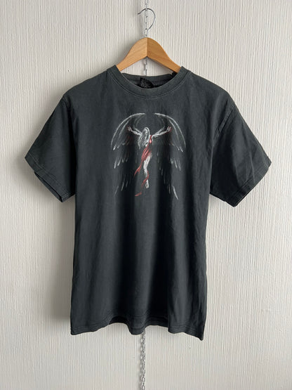Spiral Vintage Angel Print Faded T-shirt